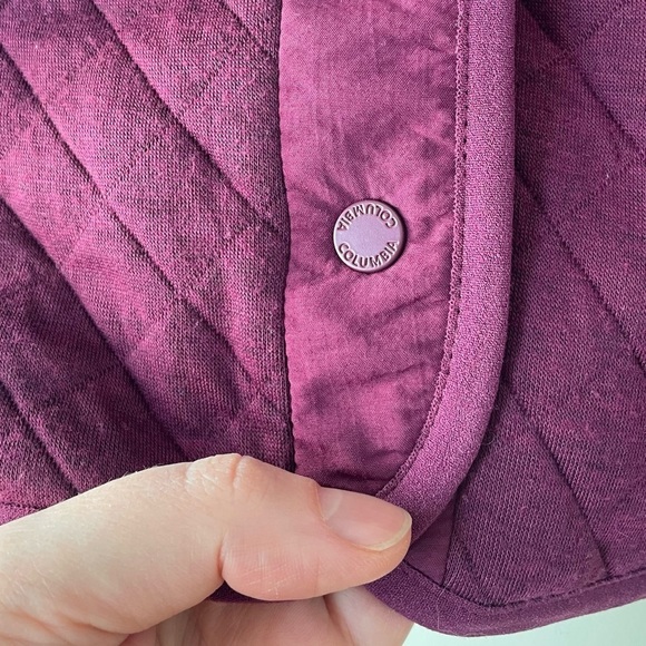 Columbia Lodge Quilted Cardigan Sweater Size XL Burgundy Purple Mid Weight Layer - Picture 5 of 8